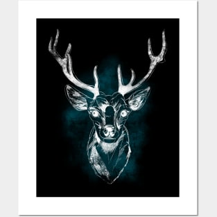 Graphic Reindeer white on grunge texture Posters and Art